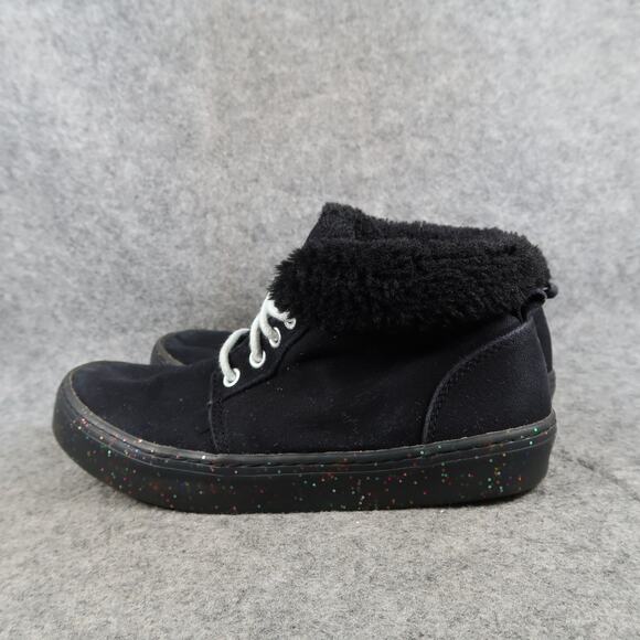 Old Navy Shoes Kids 3 Casual Sneaker High Top Black Lace Up Glitter Sole Trainer - Picture 4 of 11